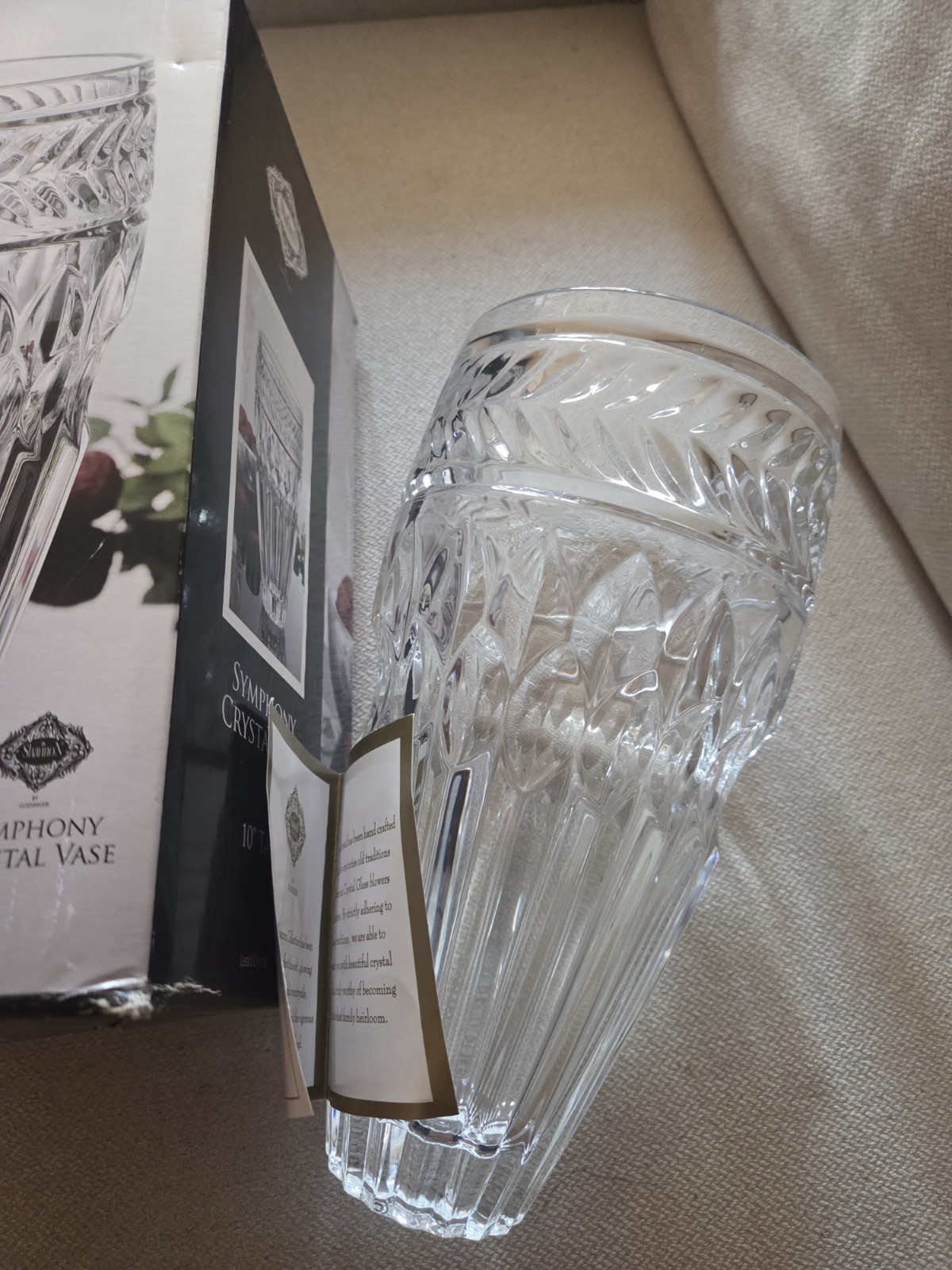 Shannon by Godinger Symphony 10 Tall Crystal Vase - New In Box