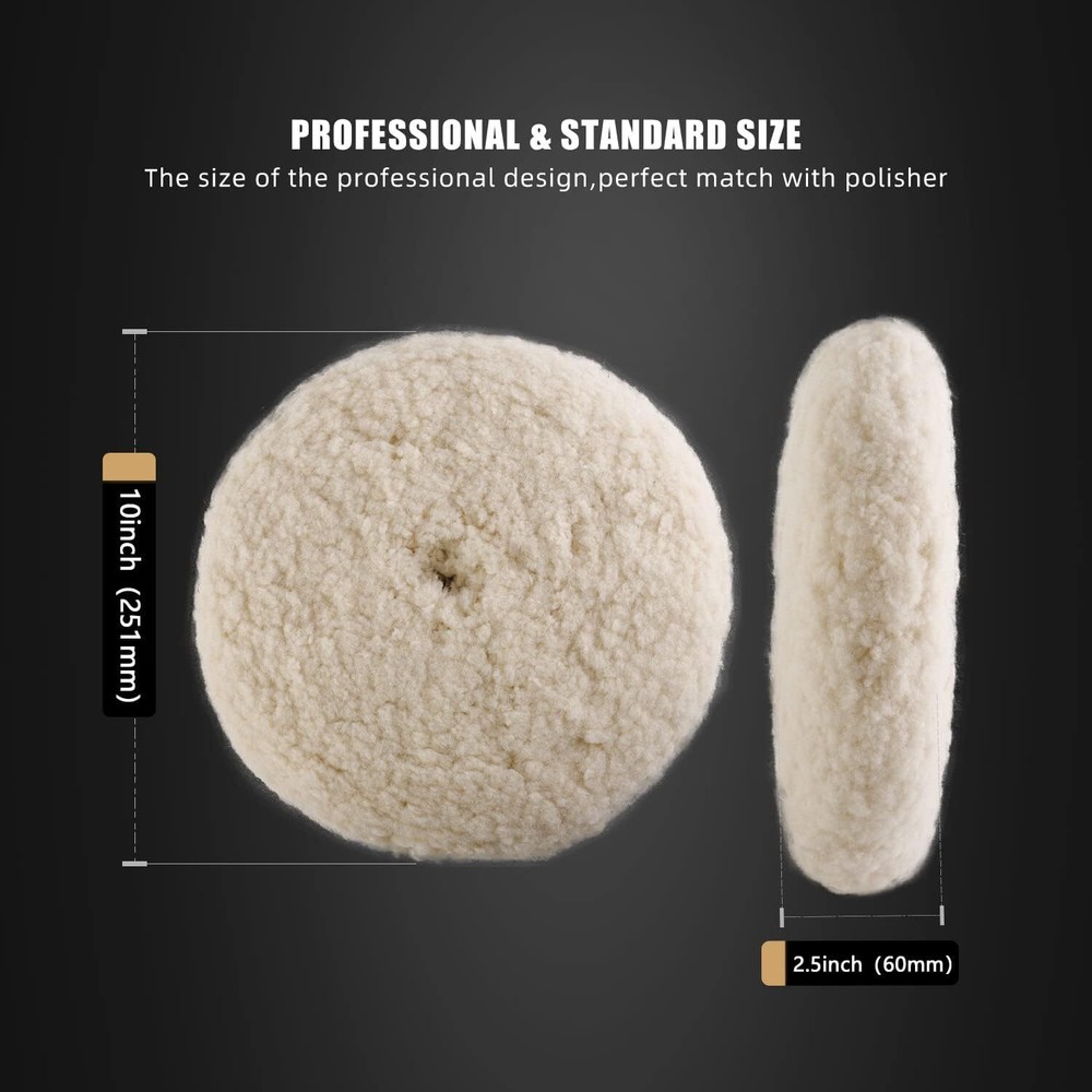 8" Wool Buffing Pad Double Side Wool Pad 5/8-11 Thread for 2-Sided Cutting Pad