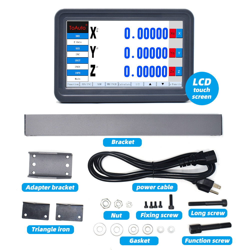 3 Axis Dro Digital Readout LCD Touch Screen Encoder+3PCS Linear Glass Scale Kit