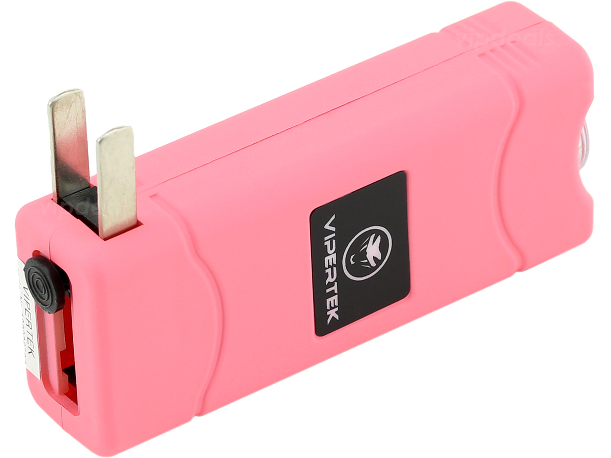 VIPERTEK Stun Gun Micro Mini PINK VTS-881 390 BV Rechargeable LED Flashlight