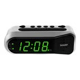 Digital Dual Alarm Clock Silver Green LED