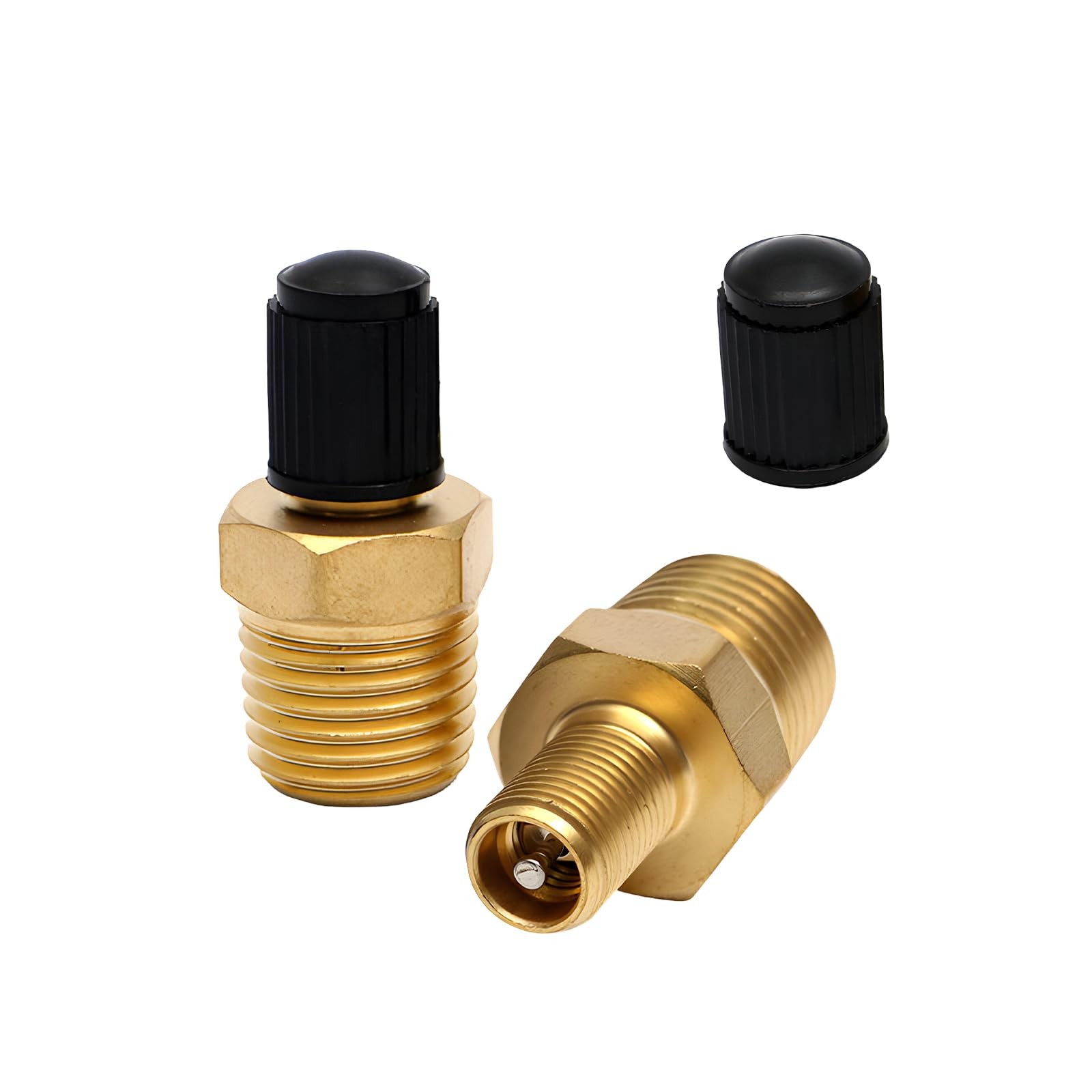 2PCS Brass Air Inflator Adapter, 1/4 NPT M to Standard Schrader Valve M with ...