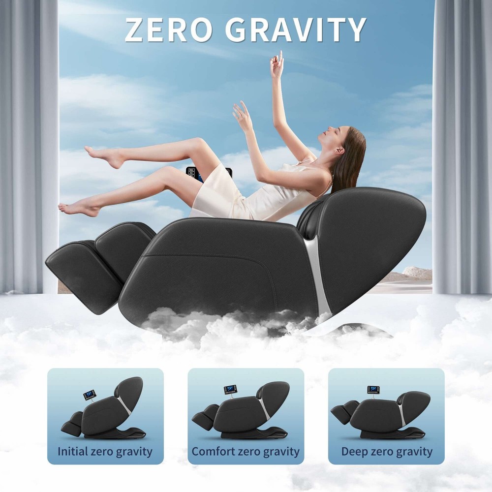 Full-Body Zero Gravity Massage Chair with Deep Tissue Rollers, Lcd, Touchscreen