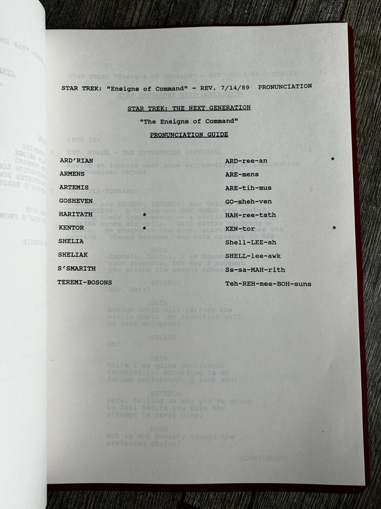 STAR TREK Script The Next Generation Ensigns Of Command 3rd Revised Final Draft