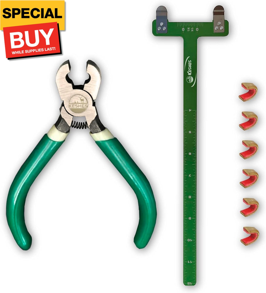 Archery Bow String Nocking Points Set – T Square Ruler, Nock Pliers with 6 Brass