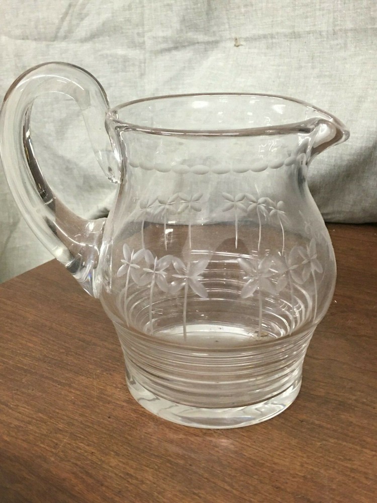 Stuart Cut Crystal Pitcher Unknown Pattern Signed