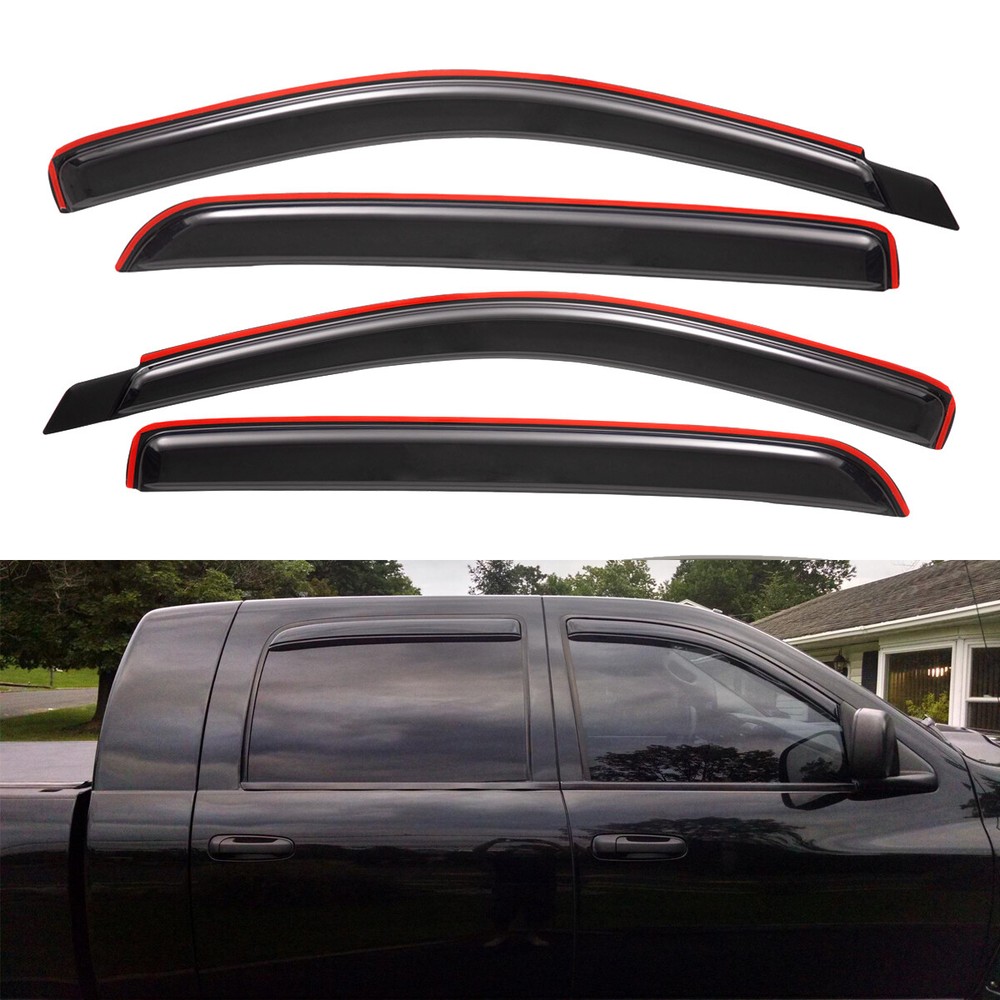 In-Channel Window Vent Visor Rain Guard for 2006-2008 Dodge Ram 1500 Mega Cab
