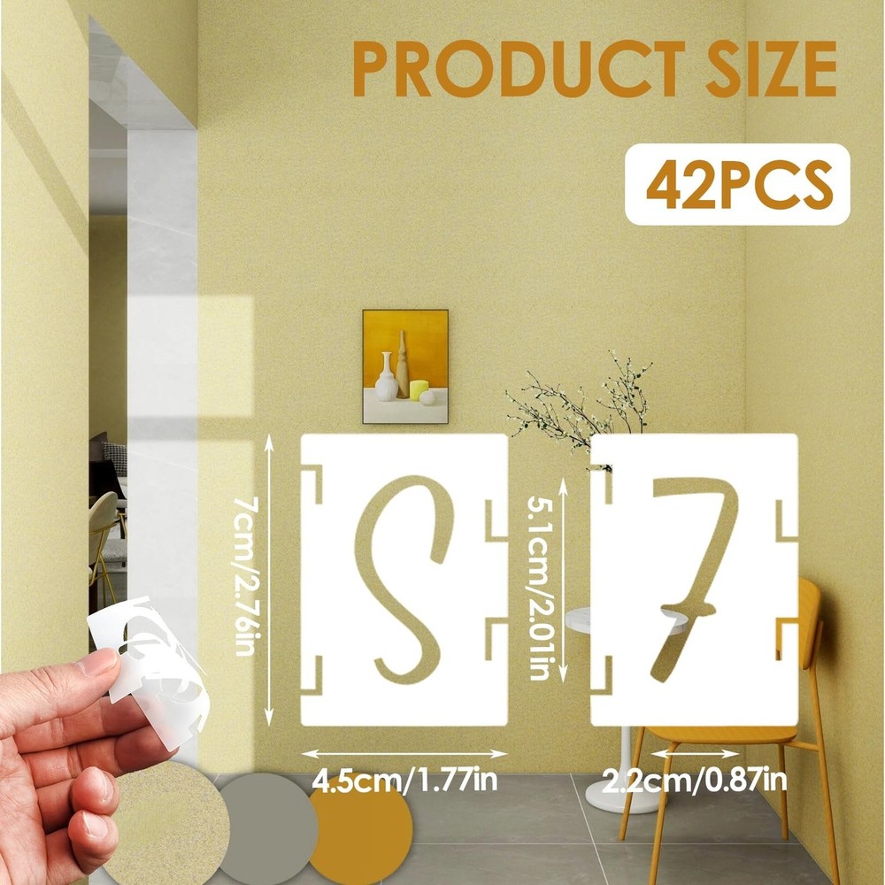 2 Inch Alphabet Stencils - 42pcs Reusable Interlocking Plastic Letters, Numbe...