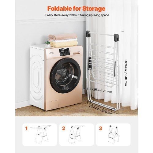 Clothes Drying Rack 2Tier Foldable Laundry Dryer Rack with Sock Clips 21