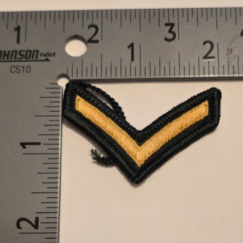 Vtg Embroidered US WWII Army Chevron Gold Patch 2in.