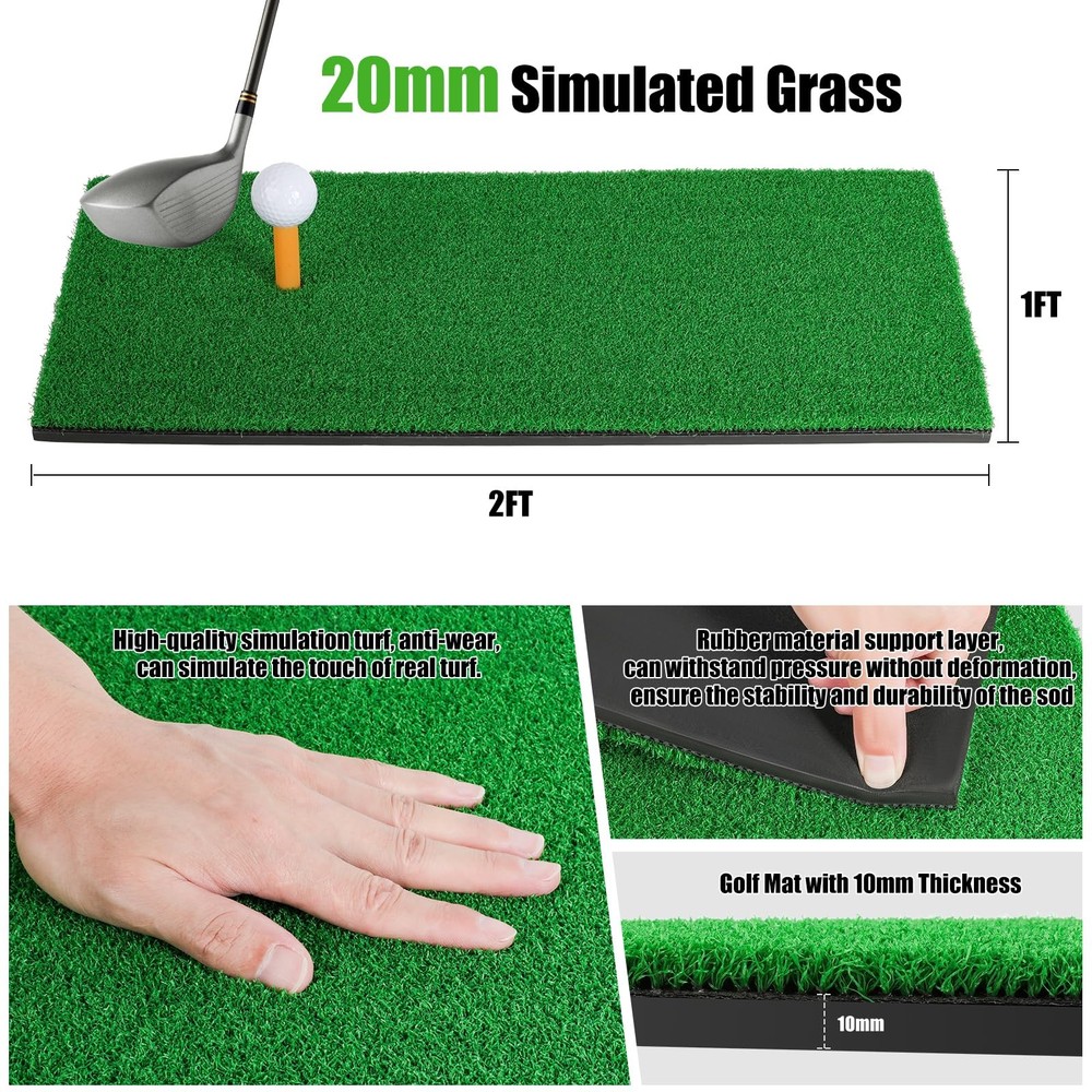 Golf Hitting Net 10x7 FT with Mat - Professional Backyard Practice Set Includes