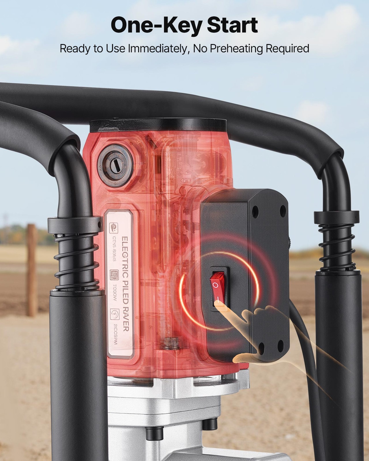 VEVOR Electric T Post Driver 2200W Handheld Pounder with Two Sleeves Fence Farm