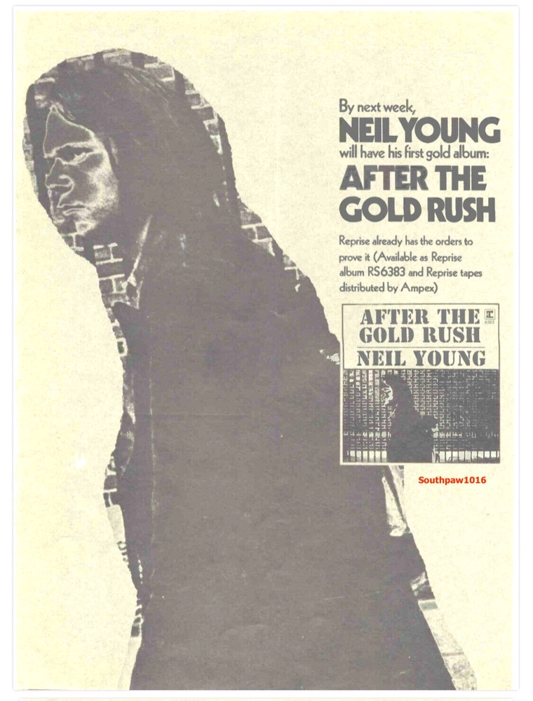 1970 Neil Young After The Gold Rush Album Release Music Industry Promo Ad Print