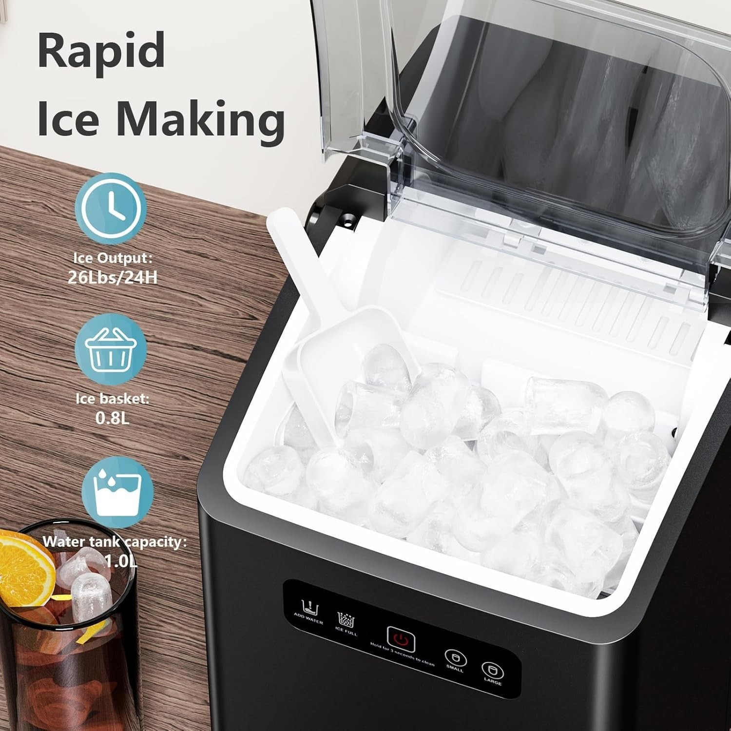 Ice Makers Countertop,Portable Ice Machine with Crushed Ice, 35lbs/Day