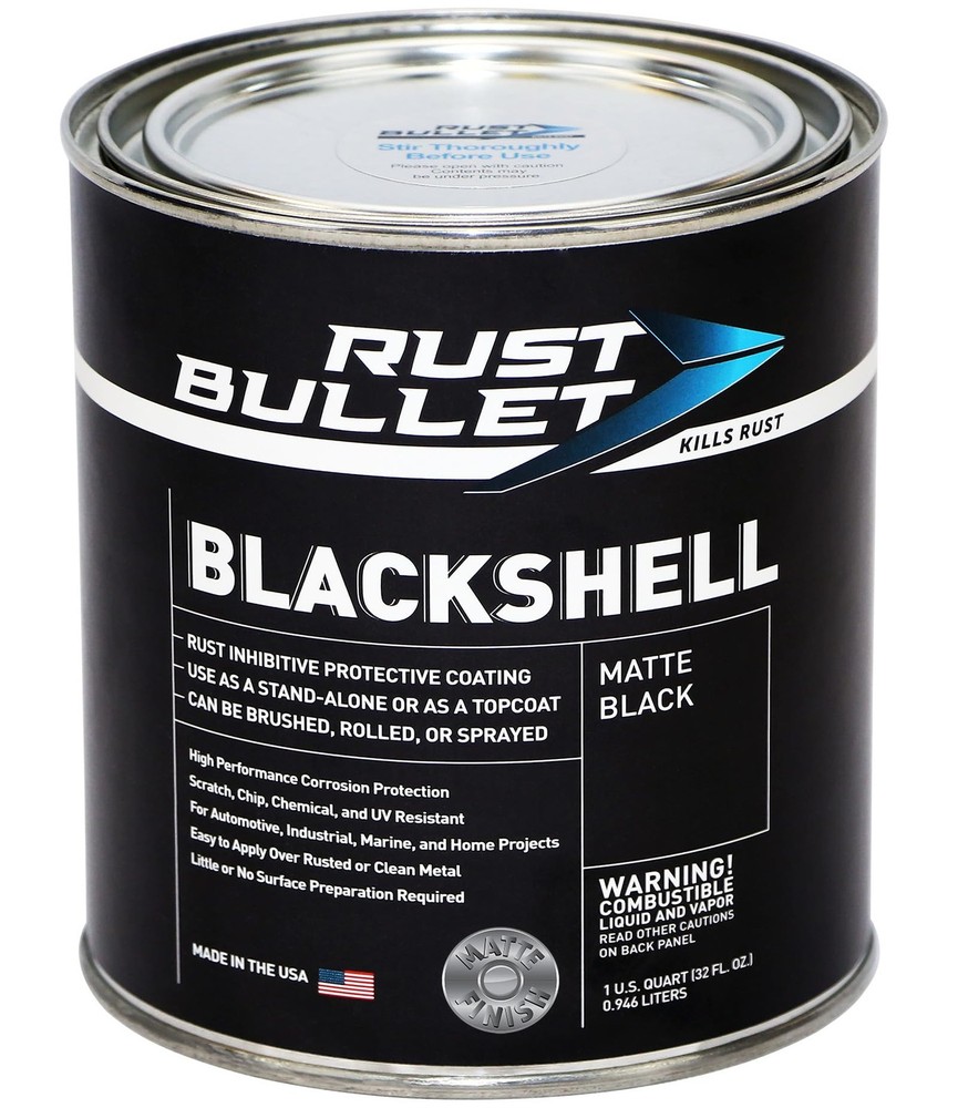 RUST BULLET BlackShell - Matte Black - 1 Quart - Corrosion Preventive Coating...