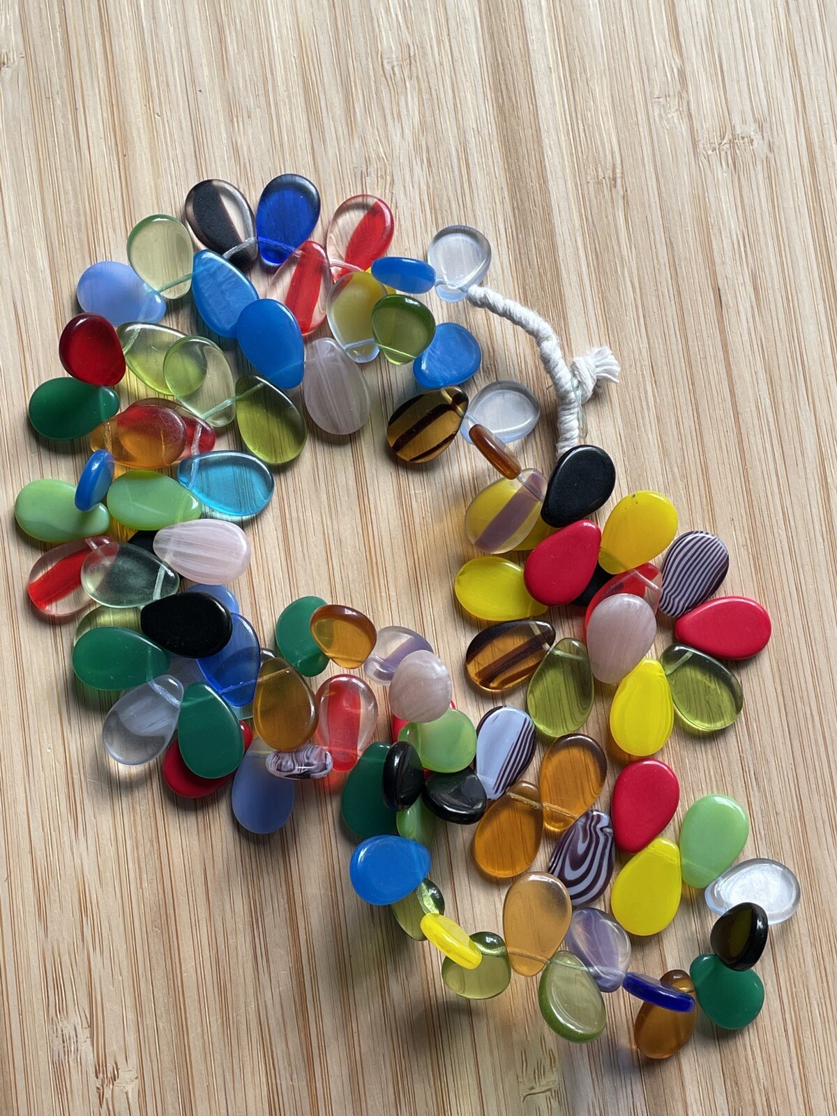 African Trade Beads Mali Wedding Necklace Czech Paddle Glass