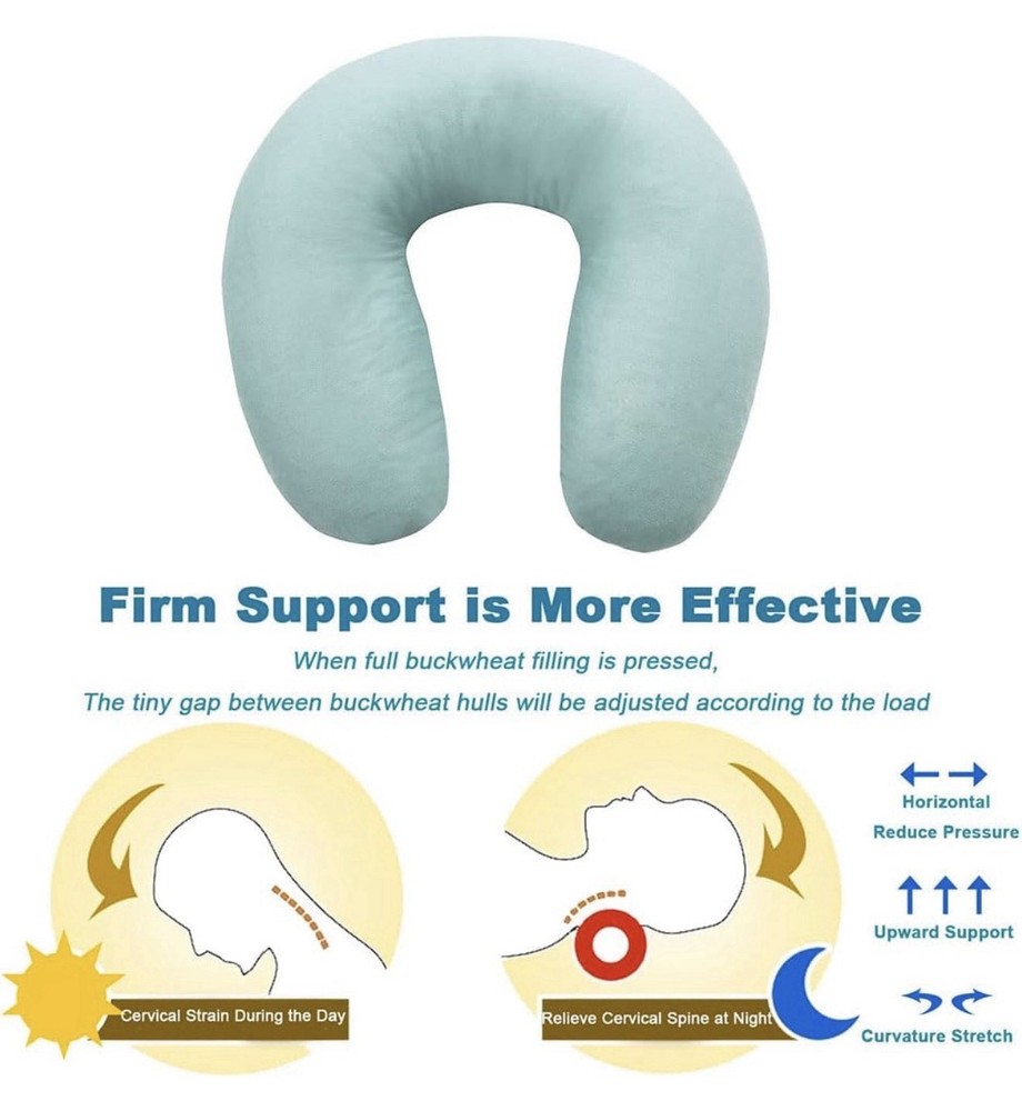 Edomi Buckwheat Hulls U Shaped Neck Pillow