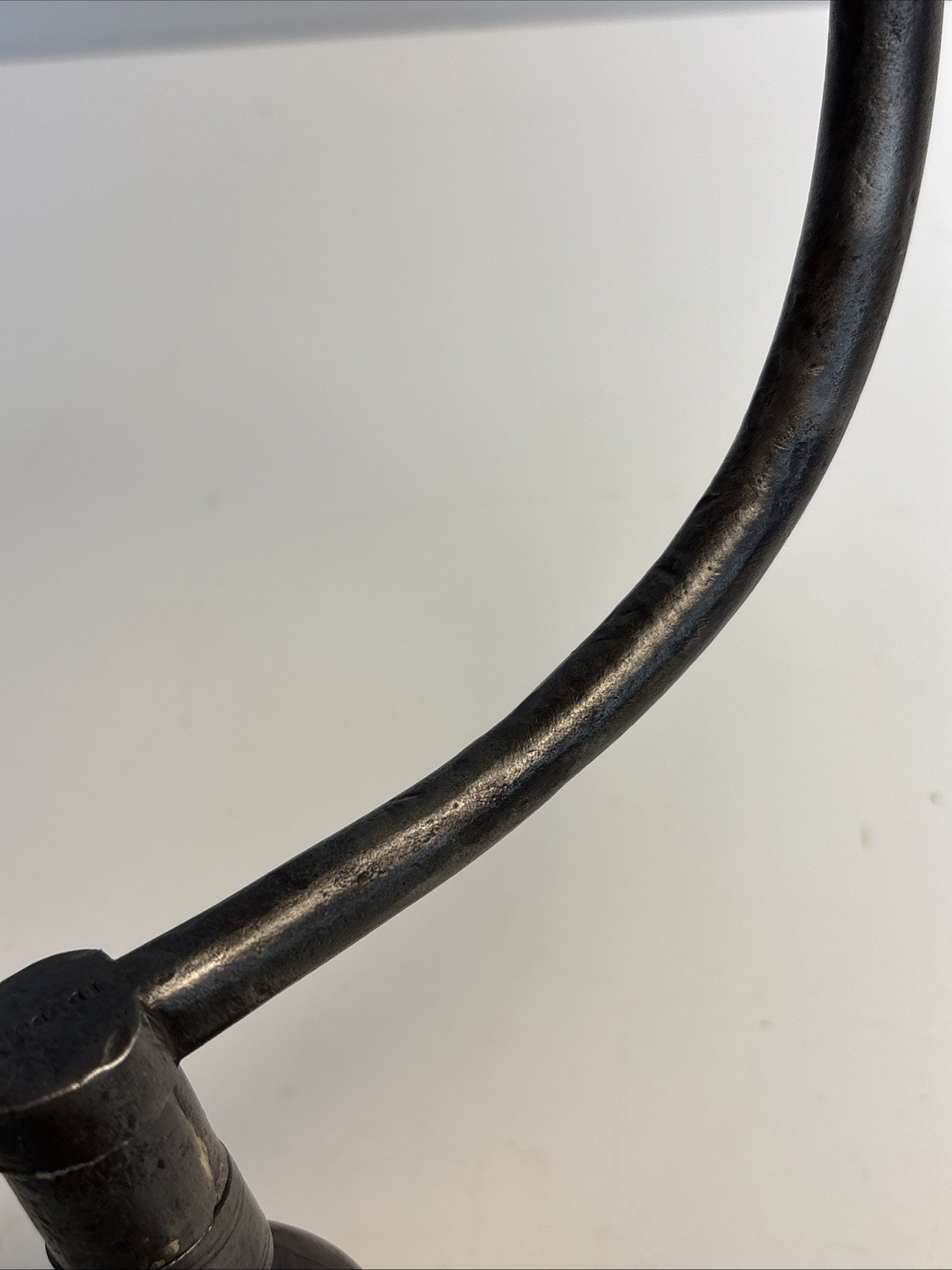 Antique I. RUDOLF Forged Carpenter Brace Drill Primitive Wood Brace