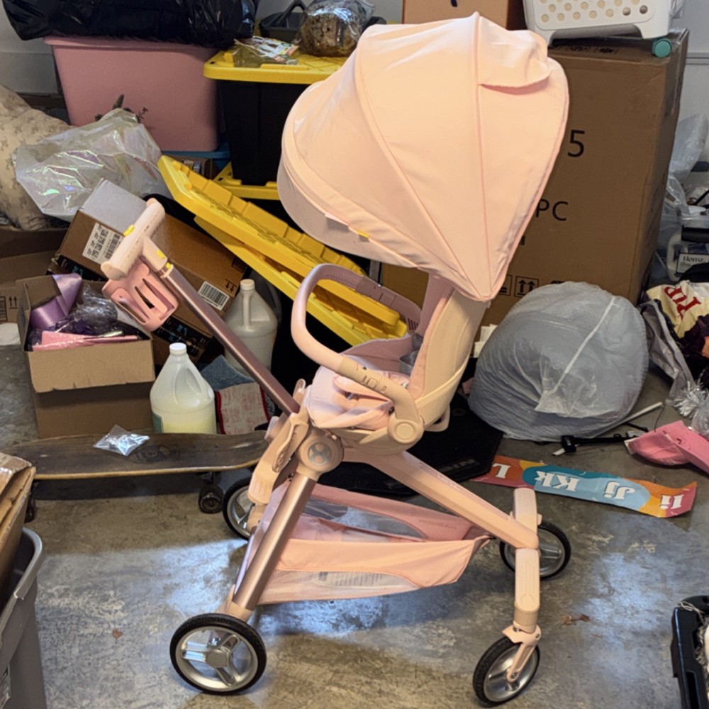 HaShow Q2 Pink Stroller Adjustable Handle Backrest Harness Storage Basket