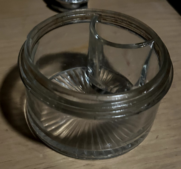 Rexall Vintage Glass Inkwell Apothecary Jar with Metal Lid, Used