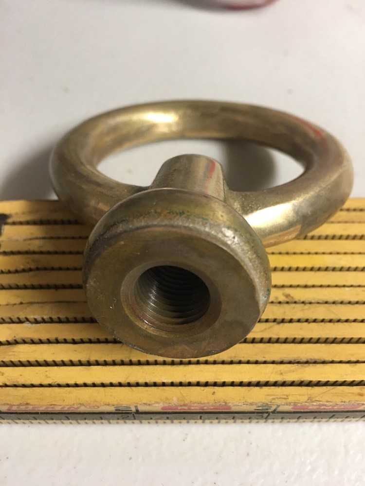 LARGE 1/4 IPS ( 1/2 ) Threaded Heavy Solid Brass Loop 3 INCH DIAMETER