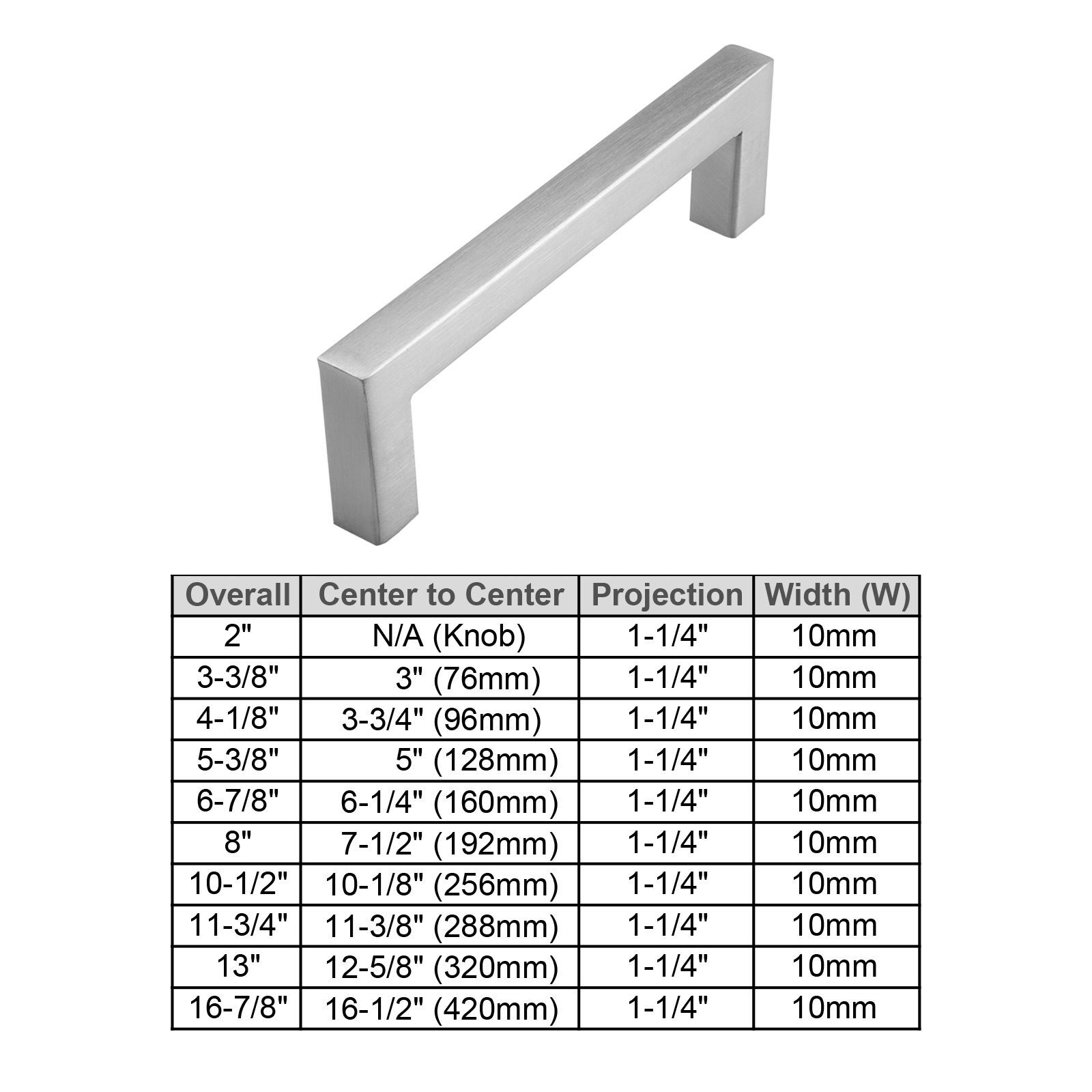 Brushed Nickel Square Kitchen Cabinet Drawer Handles Bar Pulls Stainless Steel