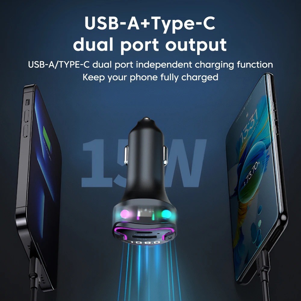 USB Type C Car Charger Fast Charging Car Bluetooth Fm Transmitter Bluetooth 5.3