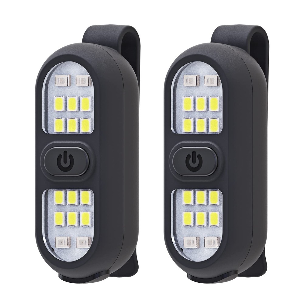 2 Pack Clip on Flashlights, Running Light for Runners Rechargeable Safety Lig...
