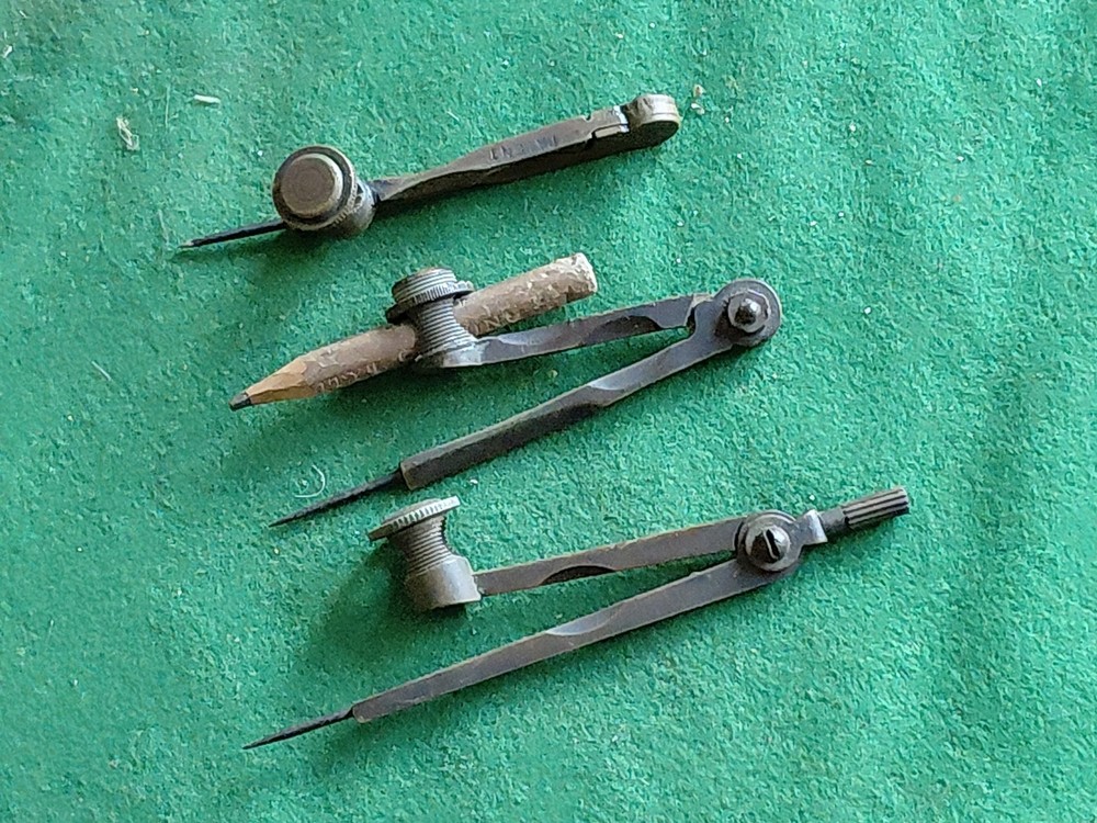 3 VINTAGE OLD SCHOOL SOLID BRASS DRAWING COMPASS TECHNICAL DRAUGHTSMAN