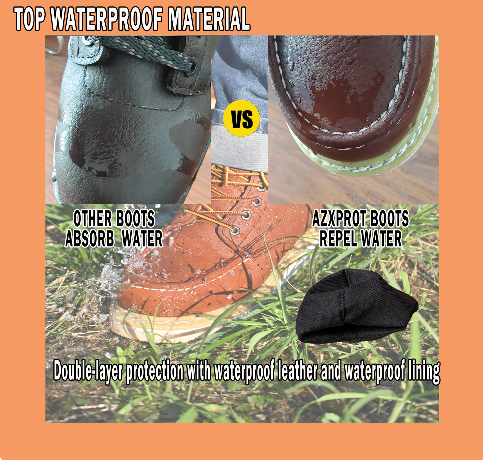 Mens Safety Work Boots 6 inch Soft Toe Wedge Sole Waterproof Shoes