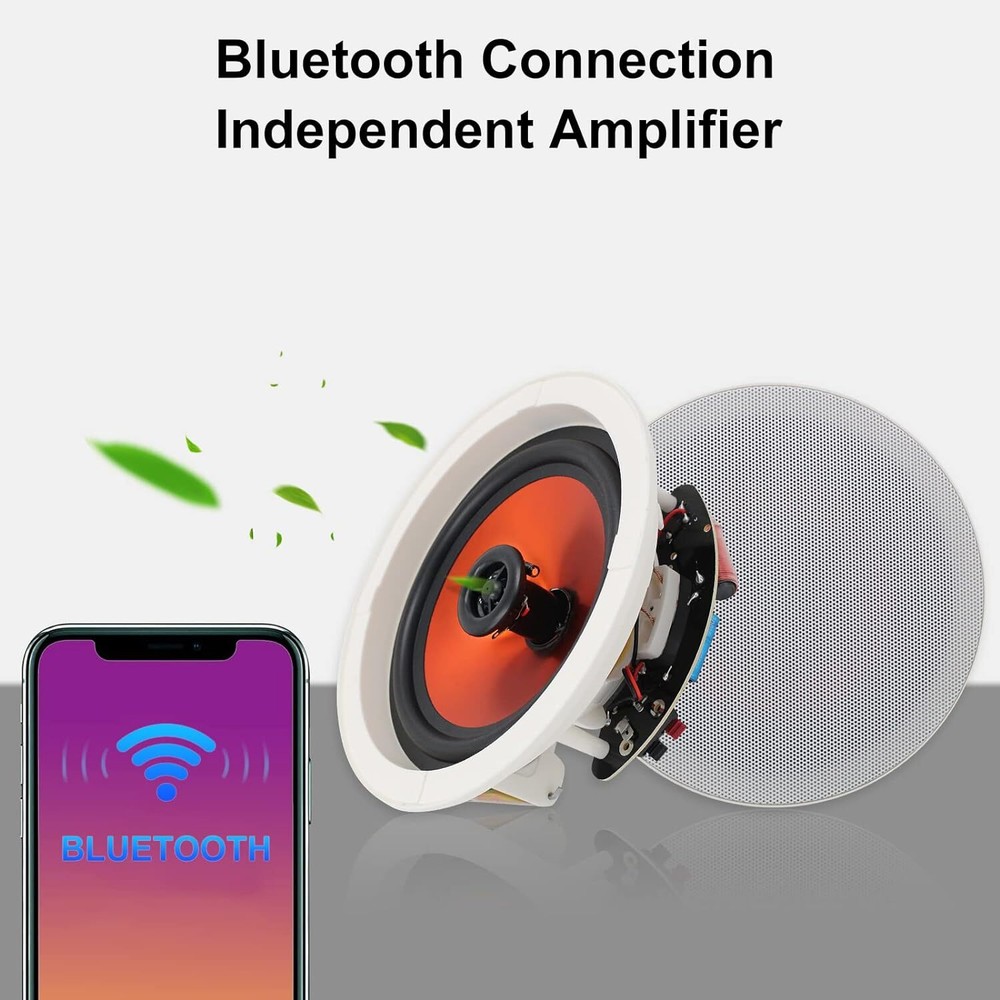 Herdio 6.5" Indoor Bluetooth Ceiling Speakers 300W Flush Mount Stereo System