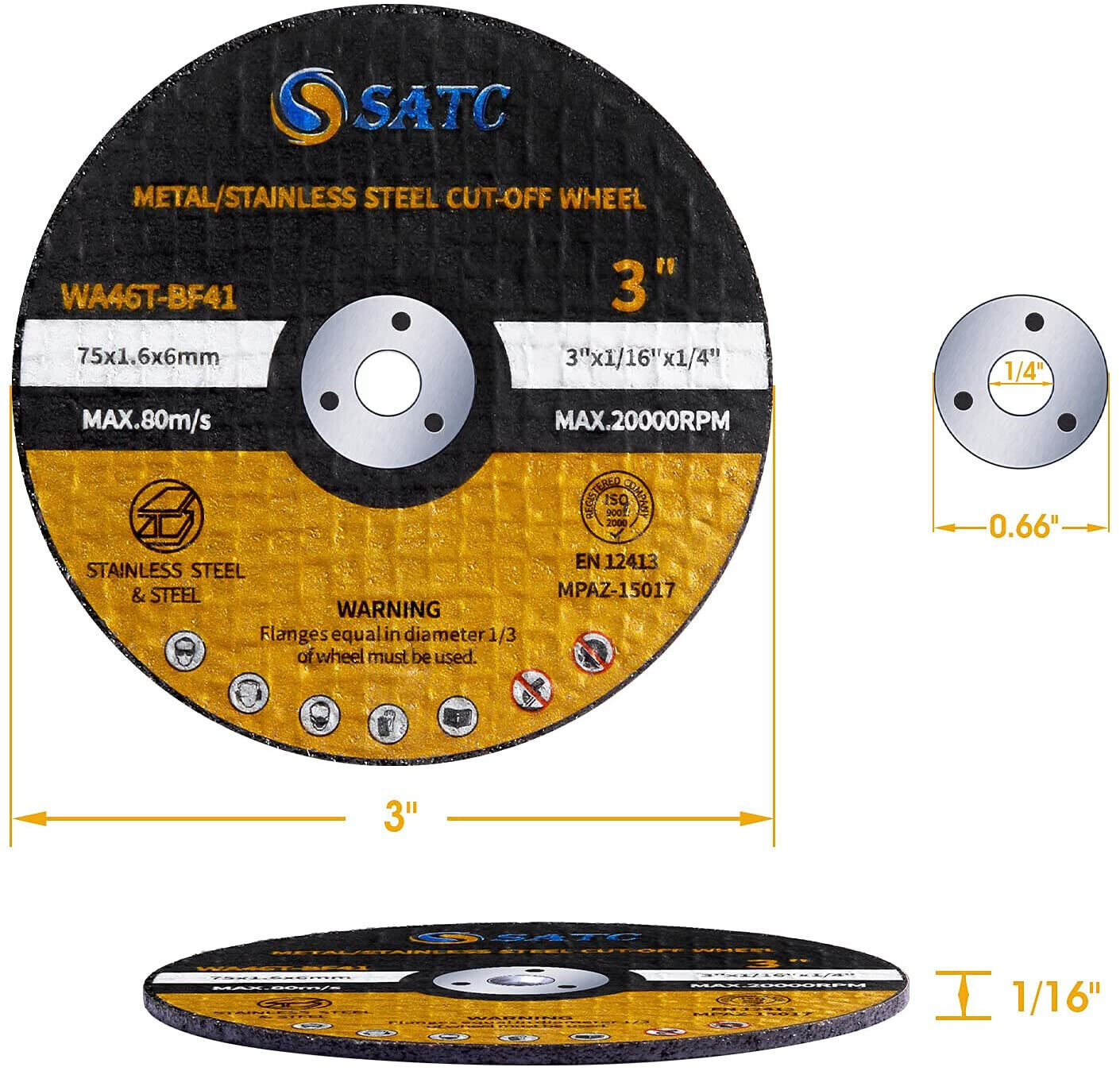 25PCS 3 inch Cut Off Wheels 1/4" Arbor Die Grinder Metal Cutting Disc Blade Tool