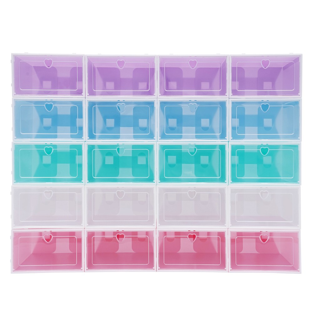 20 PCS Stackable Shoe Boxes, 33*23*14cm Shoe Storage Case, Shoe Organizer Boxes