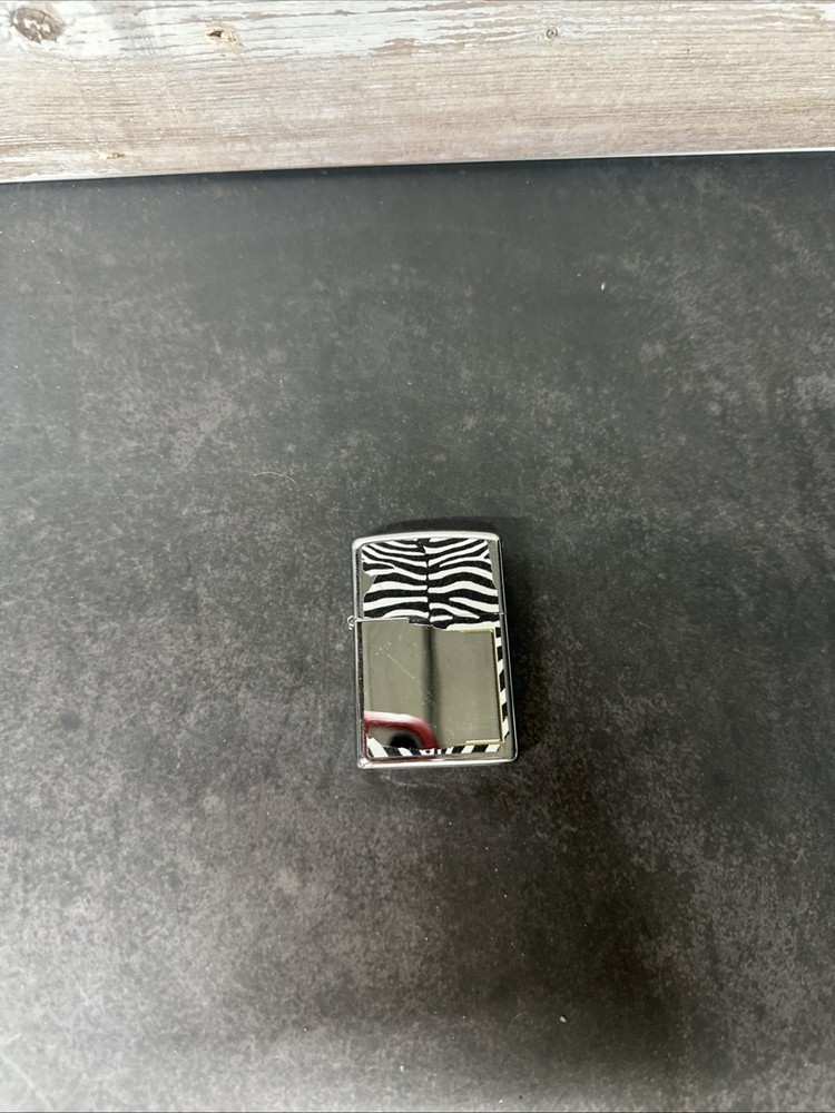Zippo Half Zebra Print High Polish Chrome Lighter