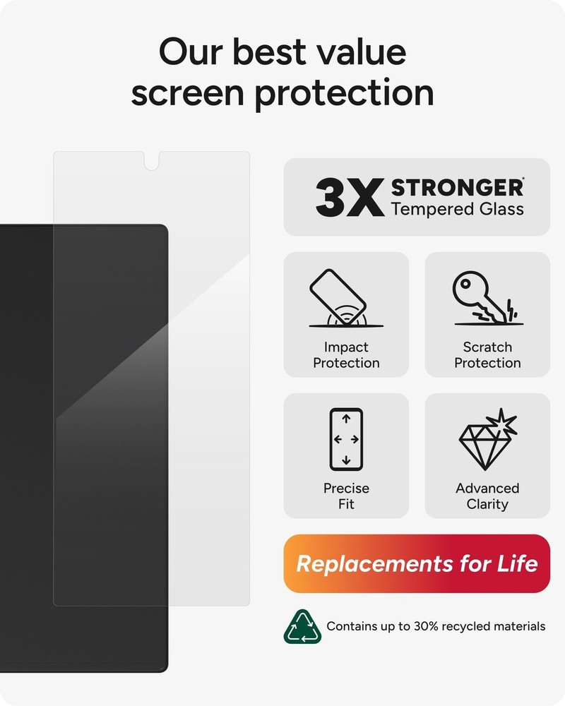 ZAGG Glass+ Samsung Galaxy Z Fold7 Screen Protector (Front Screen Only) –