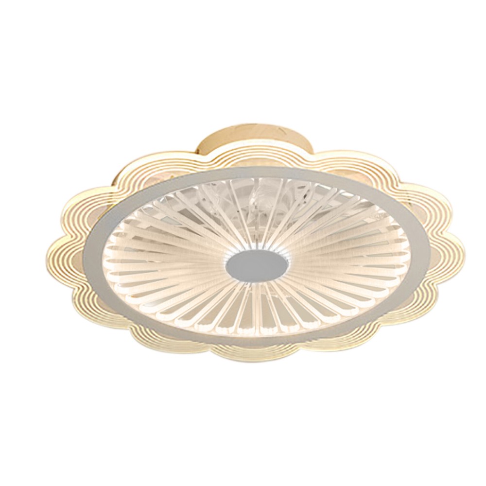 Flush Mount Ultra Thin Ceiling Fan Light Dimmable LED Chandelier+Remote Control