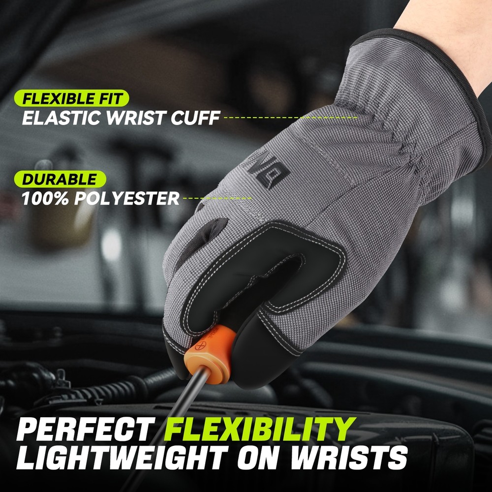 4 Pair Gray Breathable Universal Multi-Purpose Utility Mechanic Work Gloves