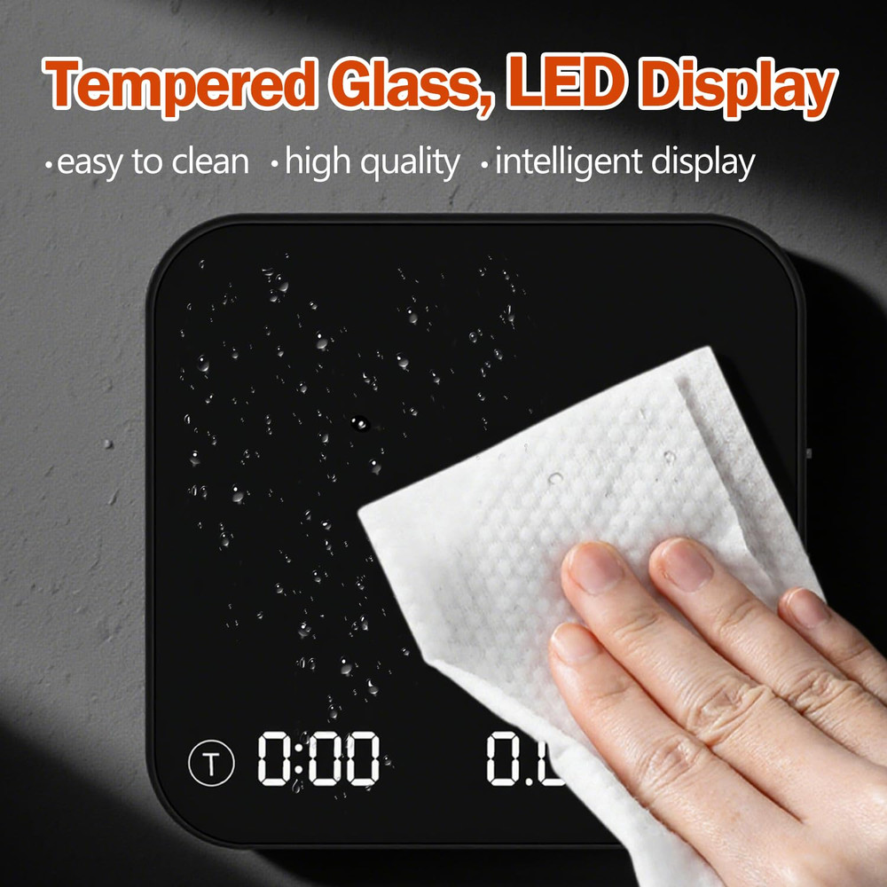 Precision Espresso Scale with Timer, 0.1g-2000g Rechargeable Mini Scale