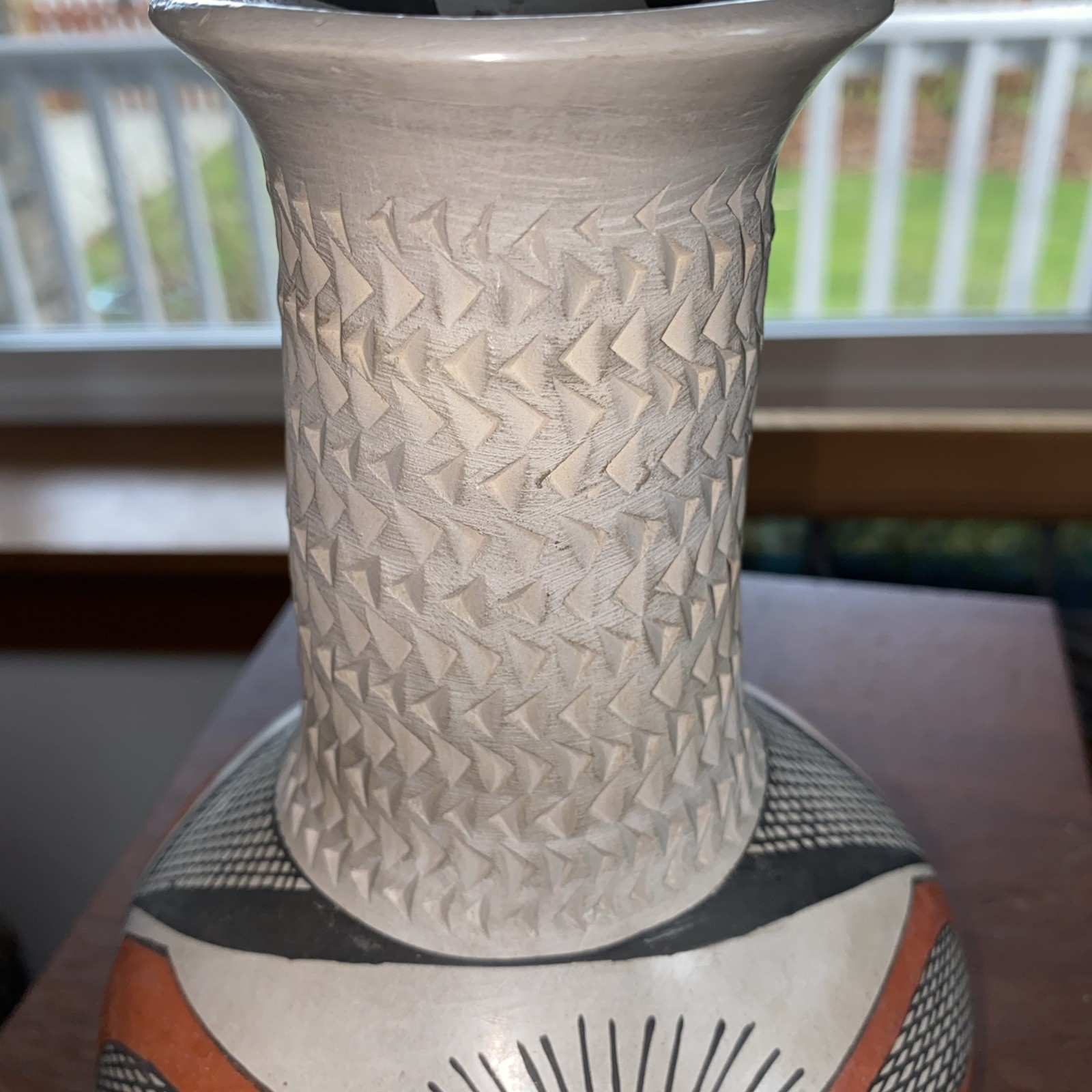 Hand Crafted Pottery Vase, Native American Hopi Mata Ortiz , 7" Tall, Signed
