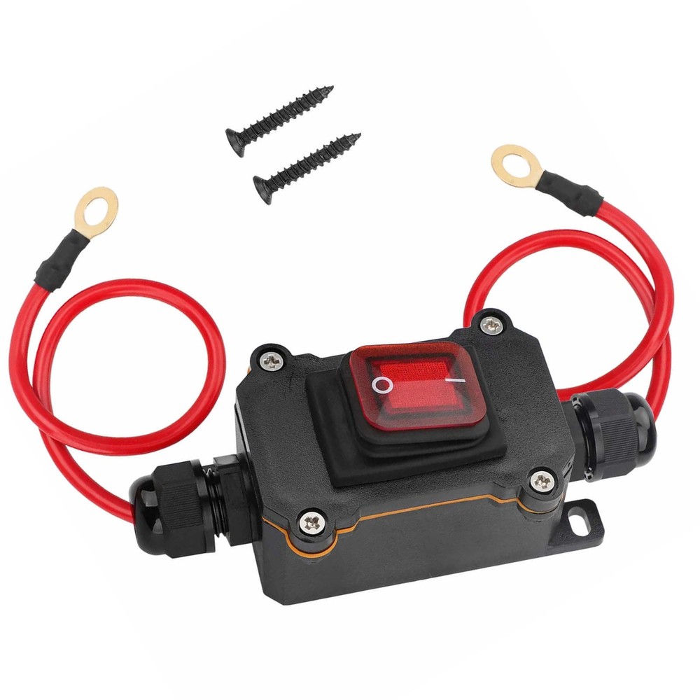 IP67 PA66 DC 12-24V Inline Cord Switch Copper Ring Power Wire On/Off Switch