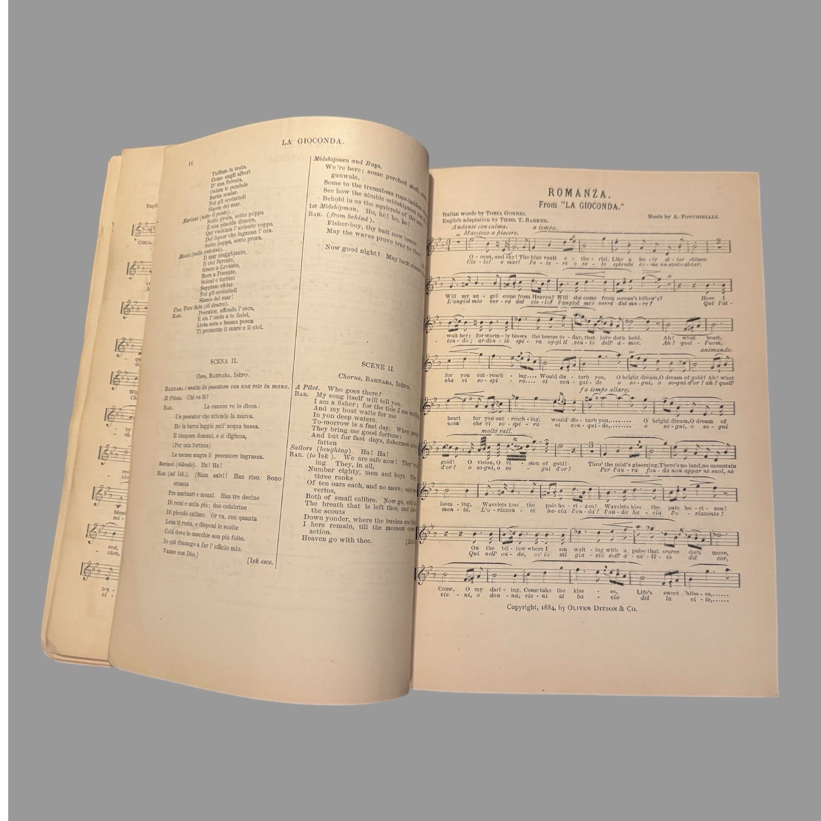1884 Boston Opera Advertising Playbill Program La Gioconda by Gorrio, Ponchielli