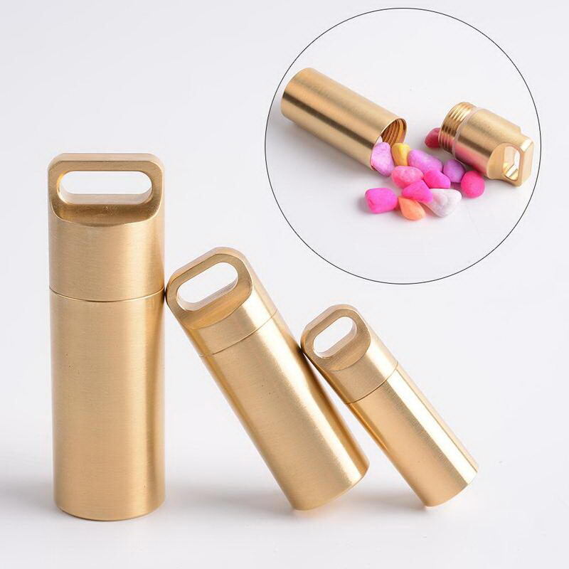Solid Brass Survival Multi EDC Tools Waterproof Key Storage Container Pill Box