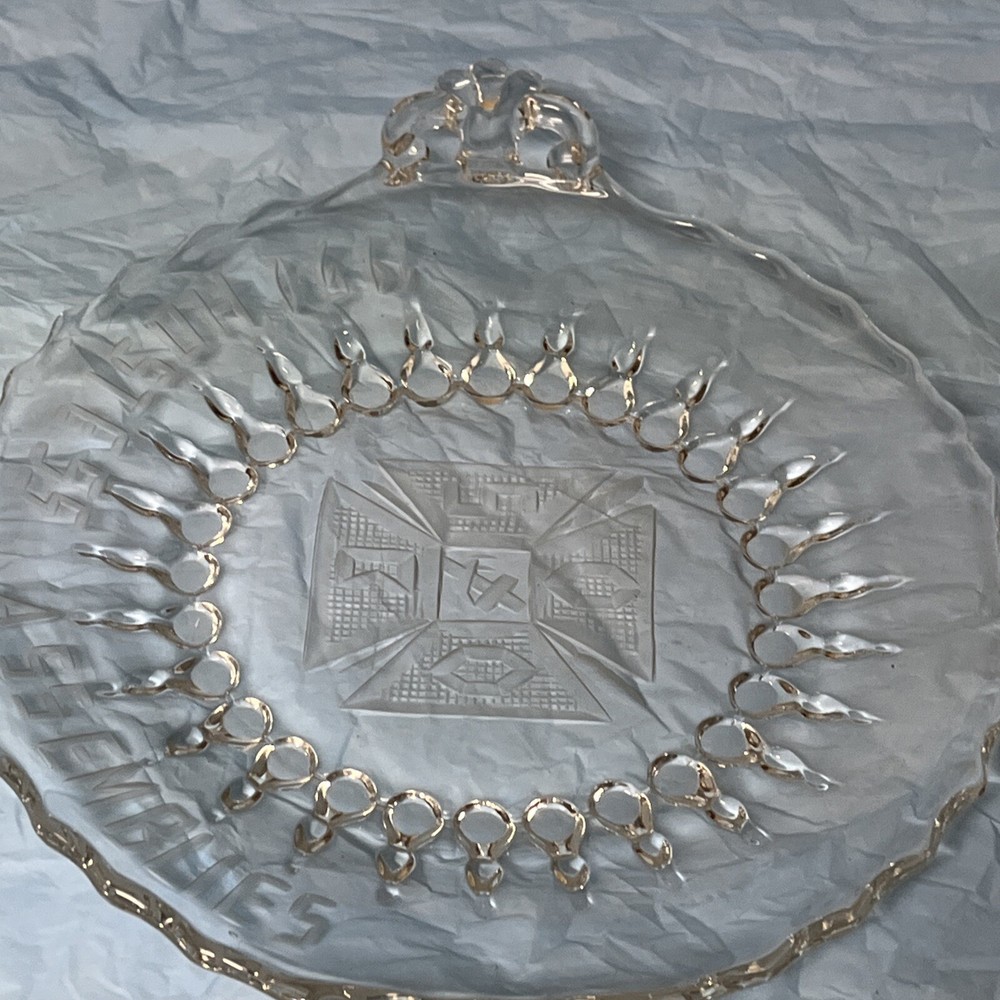 1950 Hostess Assemblies Serving Dish Clear Glass Handle Plate
