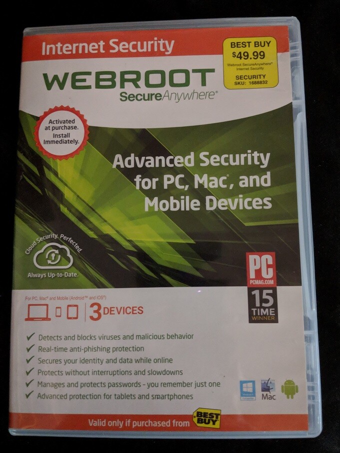 Webroot Secure Anywhere Internet Security - Full Version for Windows & Mac...