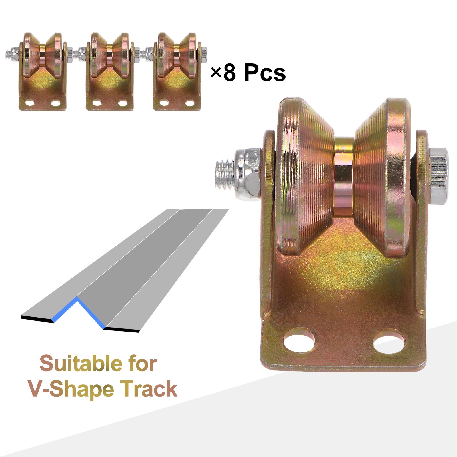 8 PCS 1.2" V Groove Wheel Sliding Gate Caster 661 lbs Capacity Per Wheel