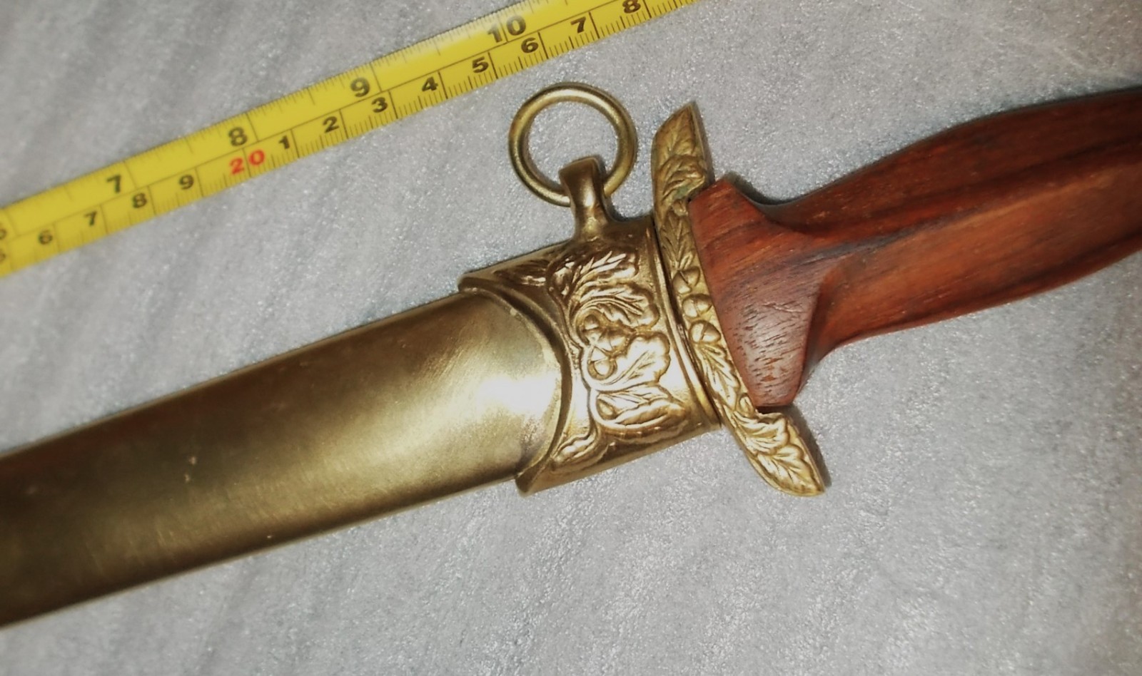 RARE? Vtg Brass or Copper Sheath & Double Edged Dagger Knife Hand Engraved INDIA