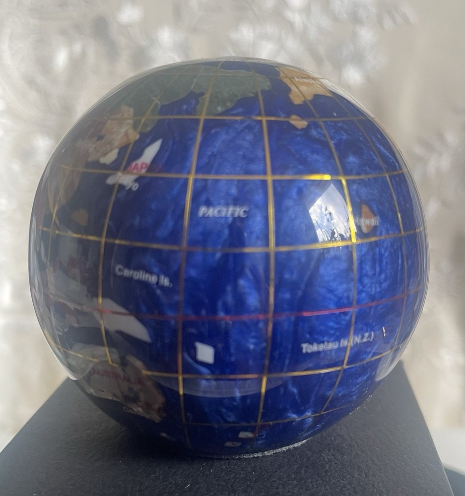 Gorgeous Multi Gemstone Globe Paper Weight Blue