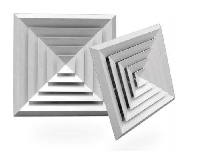 DUCT SQUARE CELILING AIR DIFFUSER/ ALUMINUM WITH ADAPTER Mode:BD4 225x225mm