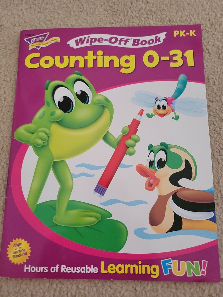 2 PK - K Learning Educational Wipe-Off Books 'Counting 0-31' & 'Everyday Math'