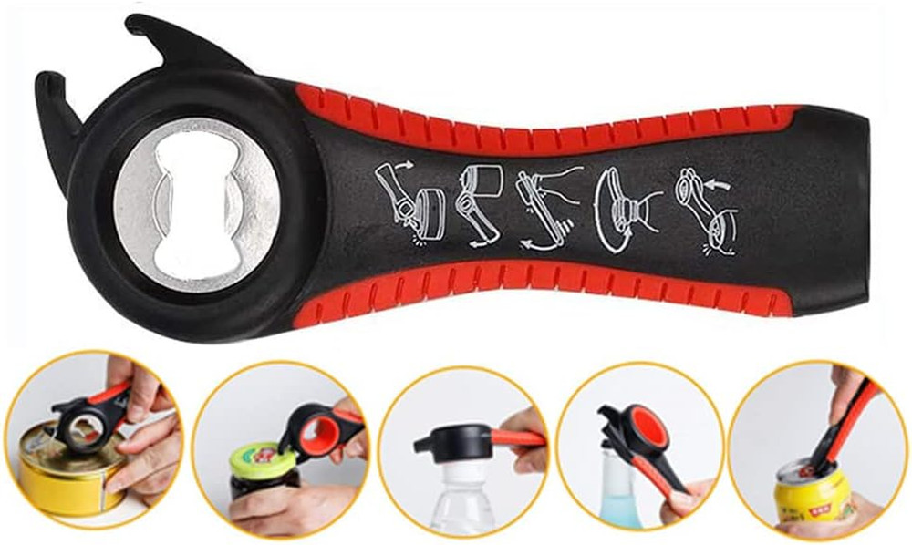 2 Pack 5-In-1 Multi Function Plastic Grip Bottle Opener- Easily Opens Twist Caps